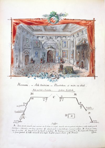 Scenografia i scenografia do inscenizacji Hernaniego z 1877 roku Victora Hugo (1802-85), 1879 (tusz i gwasz) autorstwa Valnay Pere et fils