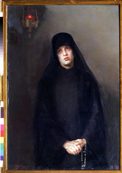 Zakonnica (Zakonnica). Malarstwo Warwary Matwiejewnej Baruzdiny (1862-1941). Olej na płótnie autorstwa Varvara Baruzdina