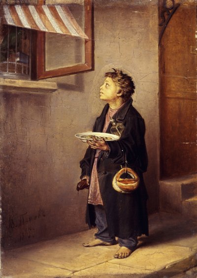 Uczeń obserwujący papugę, 1865 autorstwa Vasili Grigorevich Perov