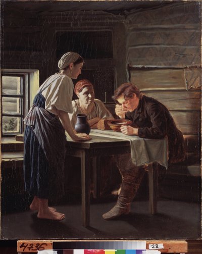 Przyjęcie pielgrzyma. Obraz Wasilija (Vasili) Grigorievich Perov (1834-1882), olej na płótnie autorstwa Vasili Grigorevich Perov