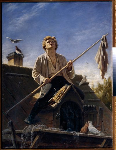 Hodowca gołębi (hodowla gołębi). Obraz Wasilija (Wasilija) Grigoriewicza Pierowa (1834-1882), olej na płótnie autorstwa Vasili Grigorevich Perov