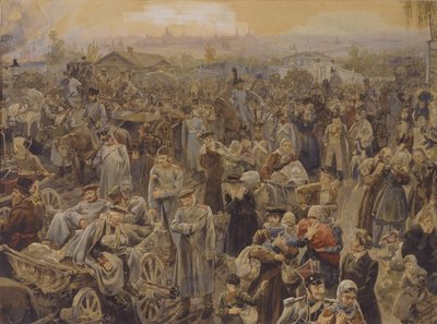 Wycofanie wojsk rosyjskich z Moskwy w 1812, 1907 autorstwa Vasili Petrovich Lebedev