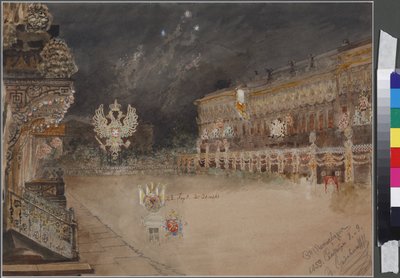 Iluminacje z okazji obchodów pełnoletności carewicza Mikołaja Aleksandrowicza Rosji (1843-1865), 8 września 1859 w Sankt Petersburgu - Iluminacja z okazji pełnoletności carewicza Mikołaja Aleksandrowicza we wrześniu autorstwa Vasili Semenovich Sadovnikov