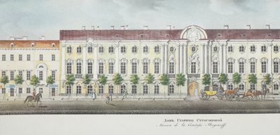Pałac Stroganowa Z panoramy Newskiego Prospektu autorstwa Vasili Semenovich Sadovnikov