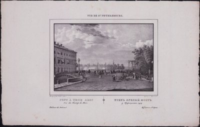 Widoki Sankt Petersburga. Most Trójcy, 1833 autorstwa Vasili Semenovich Sadovnikov
