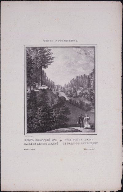 Widoki Sankt Petersburga. Widok parku w Pawłowsku, 1833 autorstwa Vasili Semenovich Sadovnikov