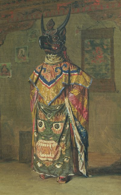 Lama buddyjski podczas święta w klasztorze Pemionchi, 1874-76 autorstwa Vasili Vasilievich Vereshchagin