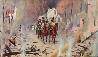 Powrót do Pałacu Piotra (kolorowa litografia) autorstwa Vasili Vasilievich Vereshchagin