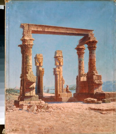 Ruiny świątyni egipskiej (ruiny świątyni egipskiej) - Obraz Wasilija Wasiljewicza Vereshchagin (Vassili Vereshchagin) (1842-1904), olej na płótnie, sztuka rosyjska, krajobraz XIX-XX w. - Regionalne Muzeum Sztuki, Gorlowka (lub Horlivka) ( Ukraina ) autorstwa Vasili Vasilievich Vereshchagin