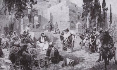 Jezus i kobieta przyłapana na cudzołóstwie (lito) autorstwa Vasilij Dmitrievich Polenov