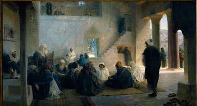 Chrystus wśród doktorów prawa. Obraz Wasilija Dmitriewicza Polenova (1844-1927), olej na płótnie autorstwa Vasilij Dmitrievich Polenov