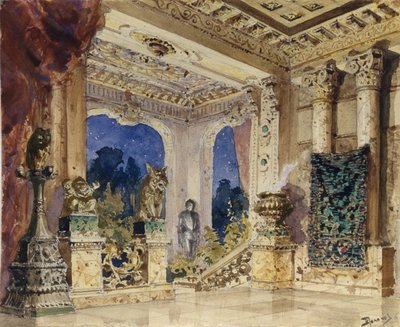 Scenografia do opery Szkarłatna Róża N. Krotkowa, 1884 autorstwa Vasilij Dmitrievich Polenov