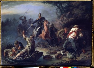 Potyczka z przemytnikami z Finlandii, 1853 autorstwa Vasily Grigorievich Khudyakov