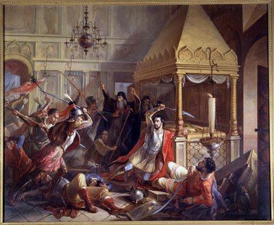 Bohaterski czyn księcia Michaiła Wołkonskiego podczas polskiego oblężenia w 1610 r autorstwa Vasily Kuzmich Demidov