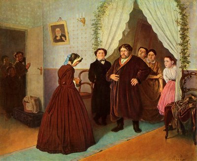 „Guwernantka przybywa do domu kupieckiego”, 1866, 1965. autorstwa Vasily Perov