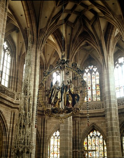 Rzeźba Zwiastowania Zawieszonego autorstwa Wita Stwosza (1455-1533) Kościół św. Wawrzyńca, Norymberga, Niemcy autorstwa Veit or Wit Stoss