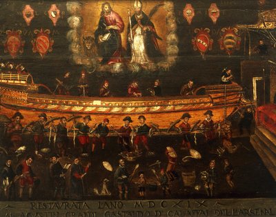 Szyld Cechu Budowy Okrętów w Arsenale w Wenecji, Włochy autorstwa Venetian School