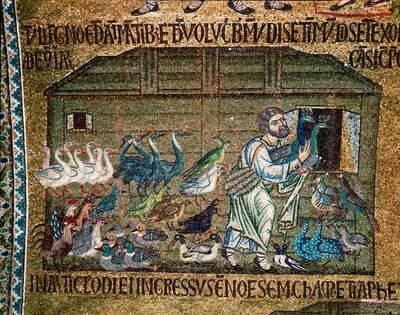 Architektura bizantyjska: „”Noe wprowadzający zwierzęta do arki przed potopem””””mozaika wykonana przez artystów weneckich XIII-wieczna Bazylika di San Marco (Bazylika San Marco), Wenecja autorstwa Veneto Byzantine School