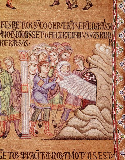 Życie Noego, śmierć i złożenie do grobu Noego (szczegół mozaiki) autorstwa Veneto Byzantine School
