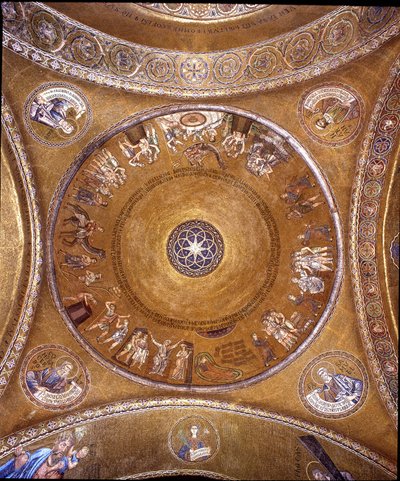 Widok kopuły z mozaikami na złotym tle autorstwa Veneto Byzantine School