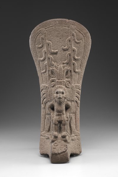 Palma z bogiem kukurydzy przyjmującym ofiarę z człowieka, lata 250-950 (bazalt) autorstwa Veracruz Veracruz
