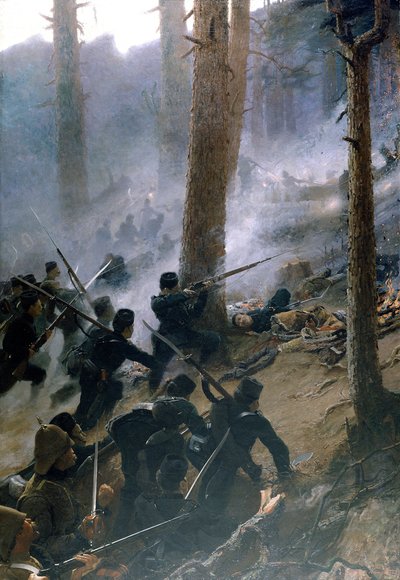 Atak 5 Strzelców Gurkha na Peiwar Kotal, Afganistan, grudzień 1878, ok. 1890 autorstwa Vereker Monteith Hamilton
