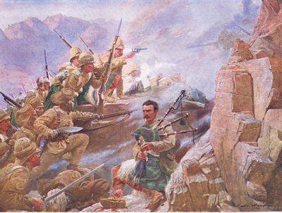 Szturm na Dargai, ilustracja z Cassells History of England, 1900 autorstwa Vereker Monteith Hamilton