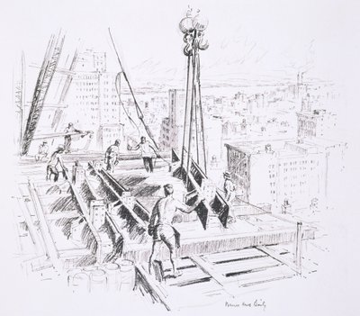 Ruchome belki na 25. piętrze Empire State Building, opublikowane przez Williama Edwina Rudge