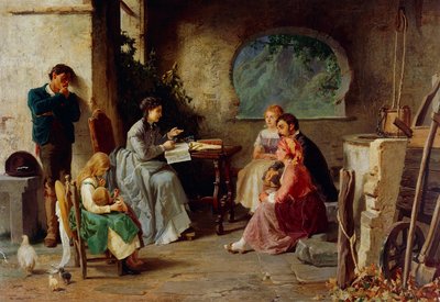 Lekcja botaniki, Vespasiano Bignami znany jako Vespa (1841-1929), olej na płótnie, 84x119 cm, Włochy autorstwa Vespasiano Bignami