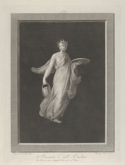 Częściowo naga bachantka trzymająca w uniesionej lewej ręce dysk i wiadro w h..., ca. 1795-1820 autorstwa Vicenzo Feoli