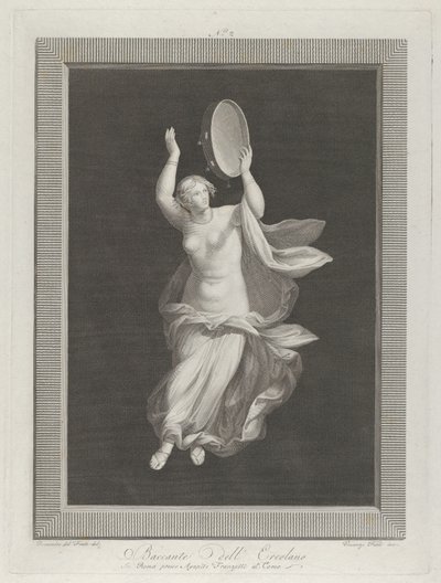 Częściowo naga bachantka grająca na tamburynie, ca. 1795-1820 autorstwa Vicenzo Feoli