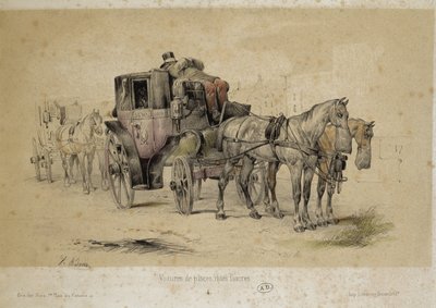 Samochody zwane fiakami - Litografia Adama, v.1840 autorstwa Victor Adam