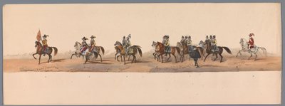 Procesja historyczna w stulecie Uniwersytetu Nauk Stosowanych w Utrechcie, 1836 (tablica 2) Podejście wojsk holenderskich do Ostendy, 3 lipca 1600, dzień po zwycięstwie pod Nieuwpoort; zgodnie z kostiumową reprezentacją podaną przez H H Student autorstwa Victor Adam