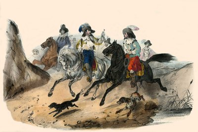 Wyzwanie pomiędzy 2 panami. w Album Grotesque, Choix de Types Remarkable”, ilustracje Victor Adam, Paryż, ok. 1850. autorstwa Victor Adam