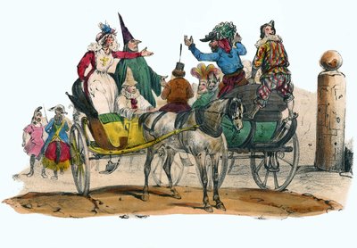 Les Mascarades du carnival. w „Albumie Grotesque, Choices of Outstanding Types”, ilustracje Victor Adam, Paryż, ok. 1850 r. autorstwa Victor Adam