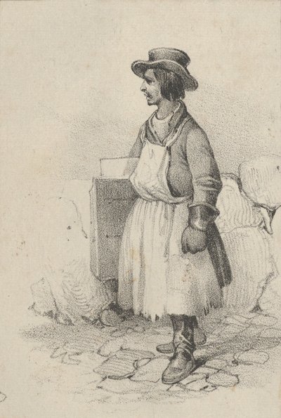 Mężczyzna w fartuchu i kapeluszu, połowa XIX wieku. autorstwa Victor Adam