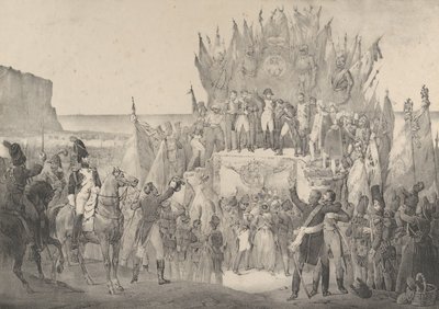 Święto Wojskowe w Boulogne z Napoleonem rozprowadzającym gwiazdy Legionu Ho..., XIX wiek. autorstwa Victor Adam