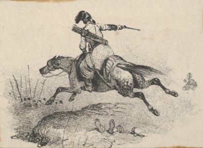Żołnierz na galopującym koniu, połowa XIX wieku. autorstwa Victor Adam
