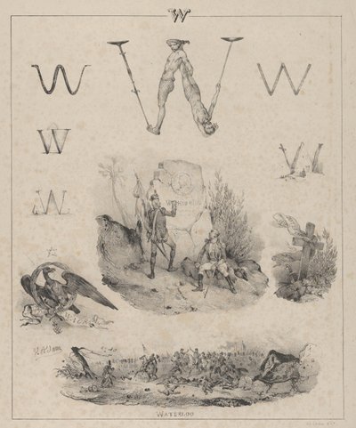 Litera W: Waszyngton, Wagram, Waterloo, 1833. autorstwa Victor Adam