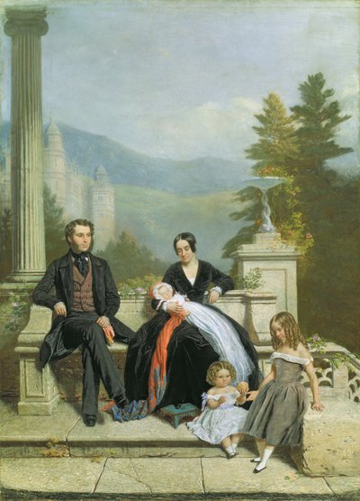 Henry Granville Fitzalan Howard z Minną Lyons i jego trójką starszych dzieci, 1845 autorstwa Victor Dartiguenave