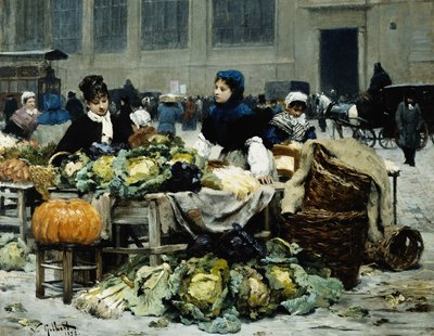 Stoisko z warzywami, Les Halles Centrales, Paryż, 1878 autorstwa Victor Gabriel Gilbert