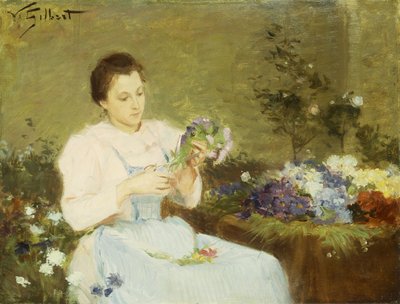 Układanie kwiatów na wiosenny bukiet autorstwa Victor Gabriel Gilbert