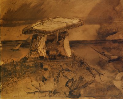 Dolmen, gdzie mroczne usta przemawiają do mnie (pióro i atrament i umyć na papierze) autorstwa Victor Hugo