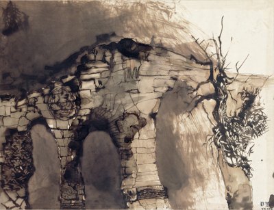 Old Bridge (pióro i tusz do prania na papierze) autorstwa Victor Hugo