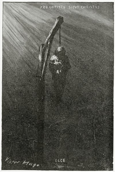 Zawieszenie Johna Browna, XIX w. (grawerunek bw) autorstwa Victor Hugo