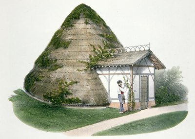 Lodowisko w Courbeton, ilustracja z „Habitations Champetres” wydanej w Paryżu, ok. 1895 (chromolitho) autorstwa Victor Jean Baptiste (after) Petit