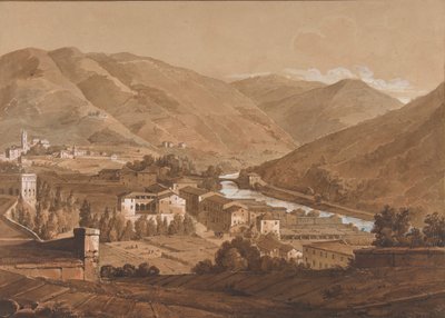 Miasto w dolinie alpejskiej, b.d. autorstwa Victor Jean Nicolle