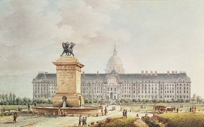 Widok na Hotel des Invalides (tusz i akwarela na papierze) autorstwa Victor Jean Nicolle