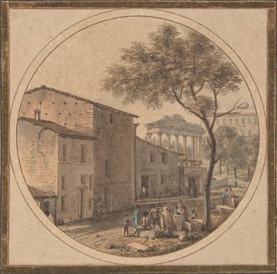 Widok na Forum Romanum ze świątynią Saturna w tle, b.d. autorstwa Victor Jean Nicolle