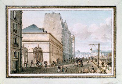 Widok na nowy Targ Drobiarski, znajdujący się na Quai des Augustins w pobliżu Pont-Neuf, Paryż, ok. godz. 1810 (akwarela) autorstwa Victor Jean Nicolle